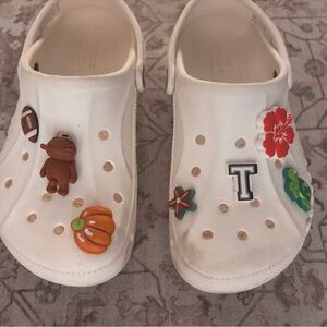 Kids Crocs White Clogs with Fun Charms size 3